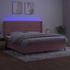 vidaXL Boxspring met matras en LED fluweel roze 200x200 cm
