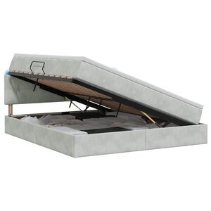 vidaXL LED Opslagbed met Matras Lichtgrijs 160 x 200 cm Fluweel