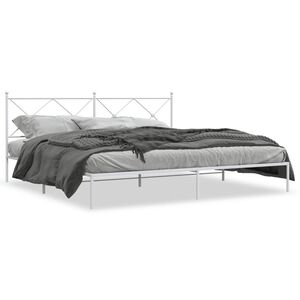 vidaXL Bedframe met hoofdbord metaal wit 193x203 cm