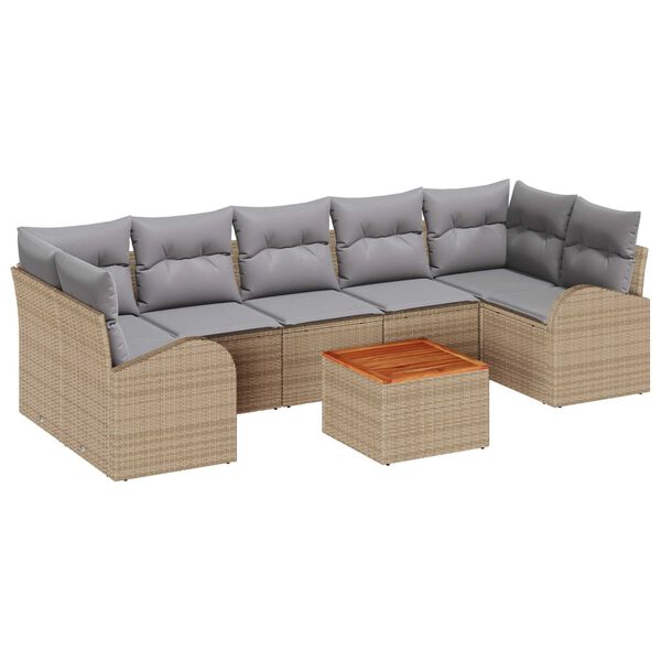 vidaXL Tuin Sofa Set 8 pcs beige en lichtgrijs