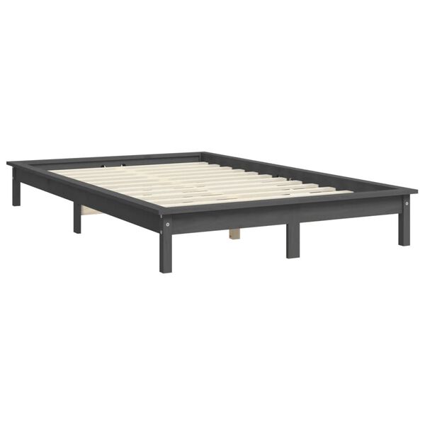 vidaXL Bedframe massief grenenhout grijs 160x200 cm