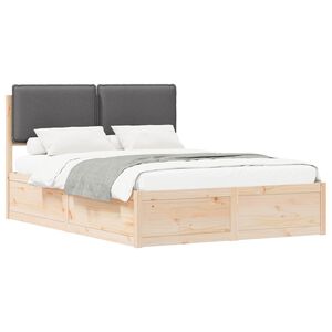 vidaXL Bedframe met Gevoerd Hoofdgedeelte Donkergrijs 135 x 190 cm