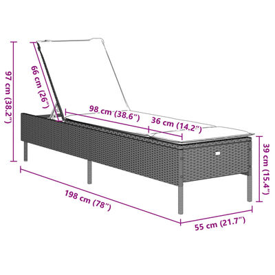 vidaXL 3-delige Ligbeddenset met kussens poly rattan lichtgrijs