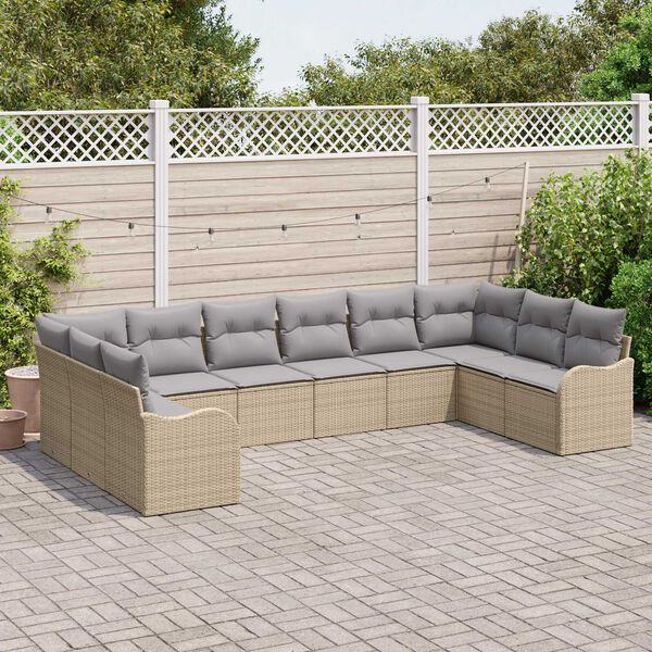 vidaXL Tuin Sofa Set Beige poly rattan