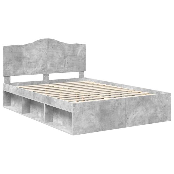 vidaXL Bedframe met hoofdeinde Beton 140 x 200 cm Massief grenenhout