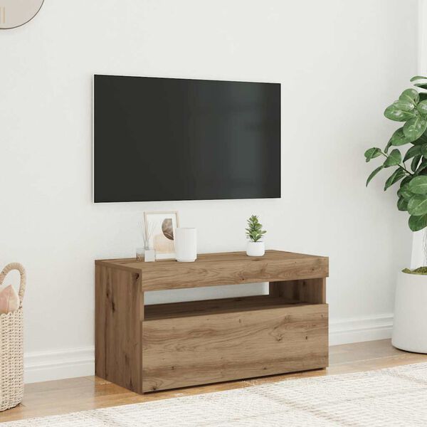 vidaXL Tv-meubel met LED 75x35x40 cm bewerkt hout artisanaal eiken