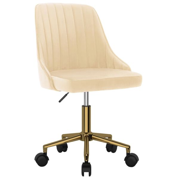 vidaXL Eetkamerstoel draaibaar fluweel cr&egrave;mekleurig