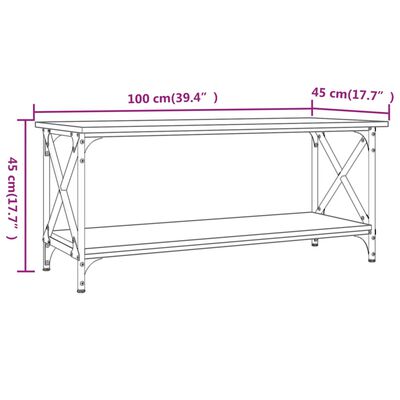 vidaXL Salontafel 100x45x45 cm bewerkt hout en ijzer zwart