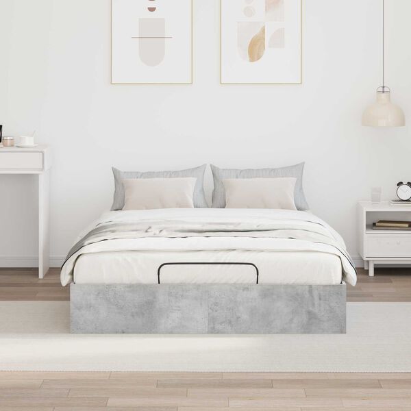 vidaXL Ottoman Bedframe Beton Grijs 120 x 200 cm Geconstrueerd hout