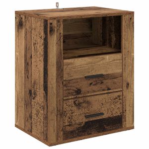 vidaXL Nachtkastje met lade Oudhout 35 x 50 x 60 cm Bewerkt hout