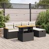 vidaXL 6-delige Loungeset met kussens poly rattan zwart