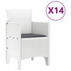 vidaXL Tuin Eettafelset met kussens met kussen 15 pcs Wit PP