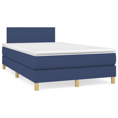 vidaXL Boxspring met matras stof blauw 120x200 cm