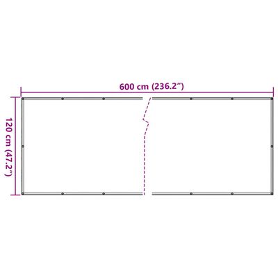 vidaXL Balkonscherm 600x120 cm PVC crèmekleurig