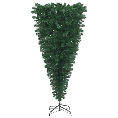 vidaXL Kunstkerstboom met verlichting en ballen ondersteboven 210 cm