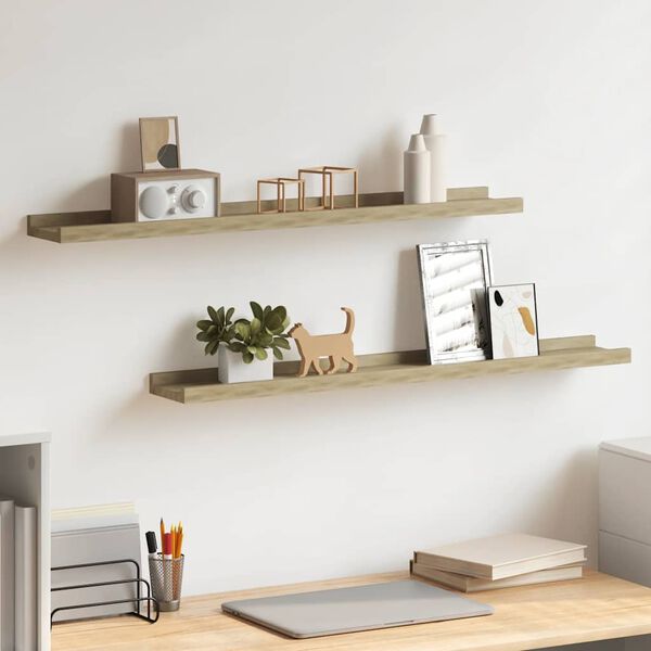 vidaXL Wandplanken 2 st Sonoma eiken 80x9x3 cm