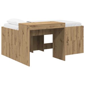 vidaXL Hoge Bed Frame met Bureau voor Kinderen Artisanaal eiken