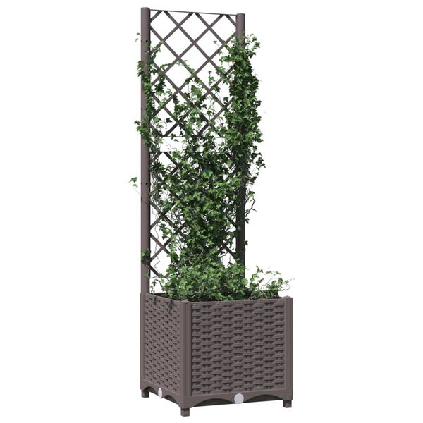 vidaXL Plantenbak met latwerk 40x40x136 cm polypropeen bruin
