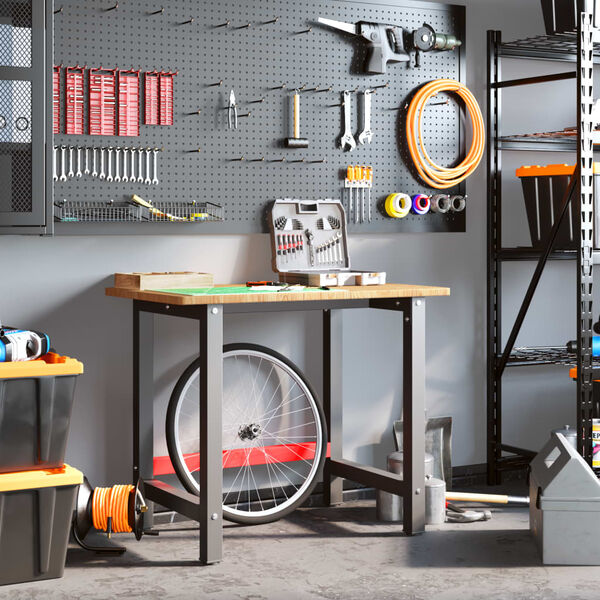 vidaXL Werkbank rechthoek 100x60x81,5 cm massief eikenhout lichtbruin