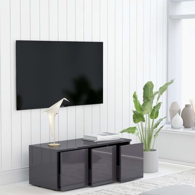 vidaXL Tv-meubel 80x34x30 cm bewerkt hout hoogglans grijs