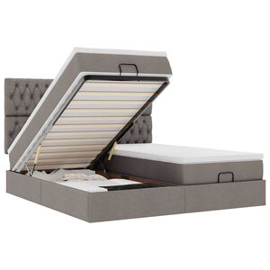 vidaXL Ottoman bed met matrassen en LED's 160x200cm stof taupe