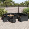 vidaXL Tuin Sofa Set met kussen met opslag 12 pcs Zwart Poly Rattan
