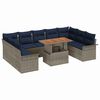 vidaXL Tuin Sofa Set met kussen 10 pcs grijs en marineblauw