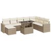 vidaXL 9-delige Loungeset met kussens poly rattan beige
