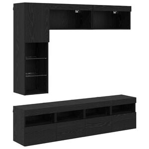 vidaXL TV-kast 7 st Zwart Eiken Bewerkt hout