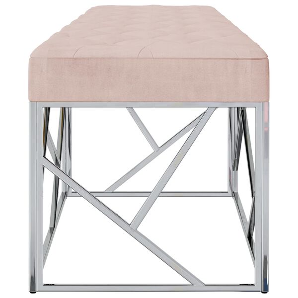 vidaXL Bankje 97 cm fluweel en roestvrij staal roze