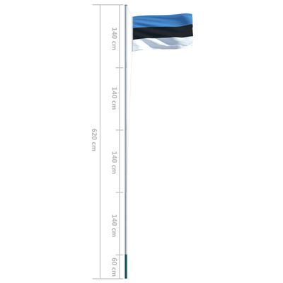 vidaXL Vlag met vlaggenmast Estland 6,2 m aluminium