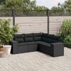 vidaXL 5-delige Loungeset met kussens poly rattan zwart