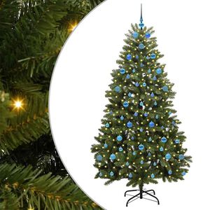 vidaXL Kunstkerstboom 210 cm 300 LED's Warmwit PVC en staal Groen