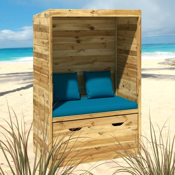 vidaXL Strandstoel met lade 112x60x168 cm massief grenenhout