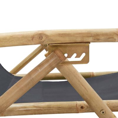 vidaXL Relaxstoel verstelbaar bamboe en stof donkergrijs
