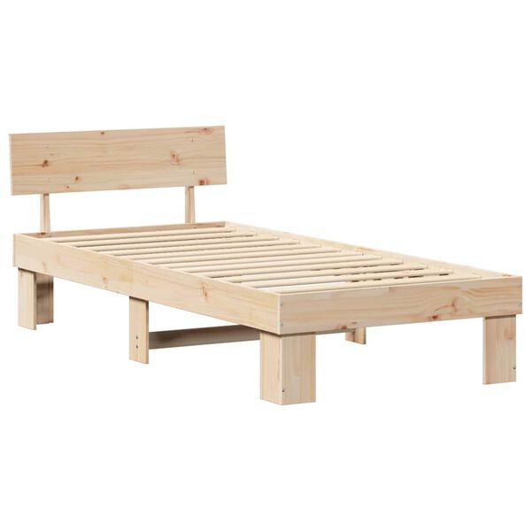 vidaXL Bedframe met hoofdeinde Naturel 75 x 190 cm Massief grenenhout