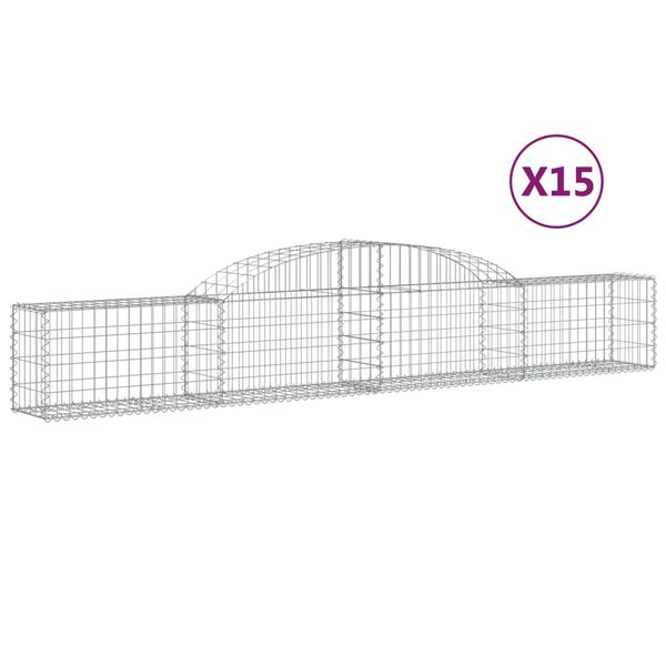 vidaXL Schanskorven 15 st gewelfd 300x30x40/60 cm gegalvaniseerd ijzer
