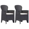 vidaXL Tuinstoel 2 st met kussen rattan-look kunststof bruin