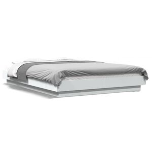 vidaXL Bedframe LED massief hout wit 120x200 cm