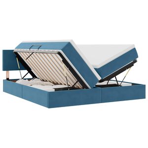 vidaXL LED Opslagbed met Matras Donkerblauw 180 x 200 cm Fluweel