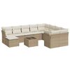 vidaXL 11-delige Tuinset met kussens poly rattan beige