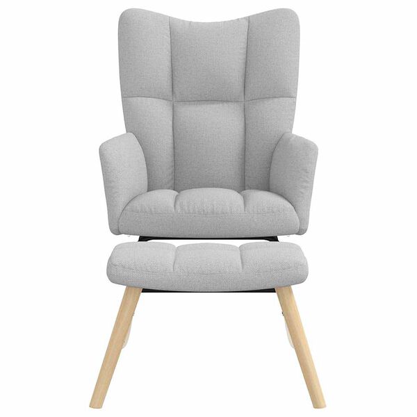 vidaXL Schommelstoel met voetenbank stof wolk grijs