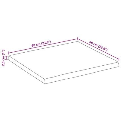 vidaXL Tafelblad met natuurlijke rand 60x60x2,5 cm massief mangohout