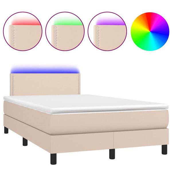 vidaXL Boxspring met matras en LED kunstleer cappuccinokleur 120x190cm