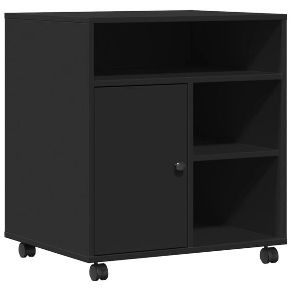 vidaXL Printerkastje met wielen 60x50x67 cm zwart