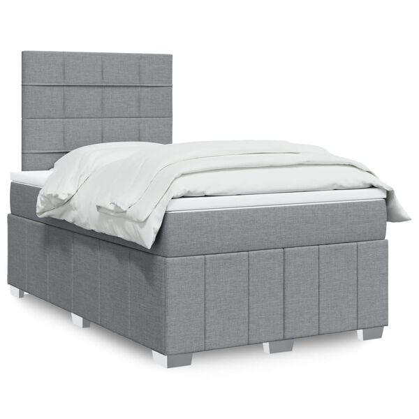 vidaXL Boxspring met matras stof lichtgrijs 120x190 cm