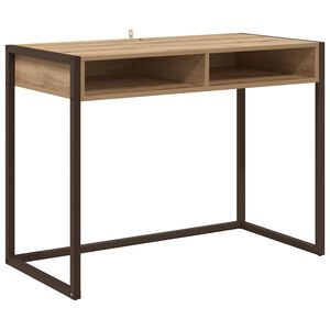 vidaXL Bureau Ambachtelijk eiken 100 x 50 x 75 cm Bewerkt hout