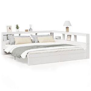 vidaXL Bed met boekenkast zonder matras grenenhout wit 200x200 cm
