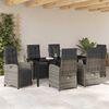 vidaXL Tuin eettafelset met kussen 7 pcs Grijs poly rattan