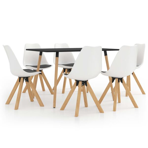 vidaXL 7-delige Eethoek wit en zwart